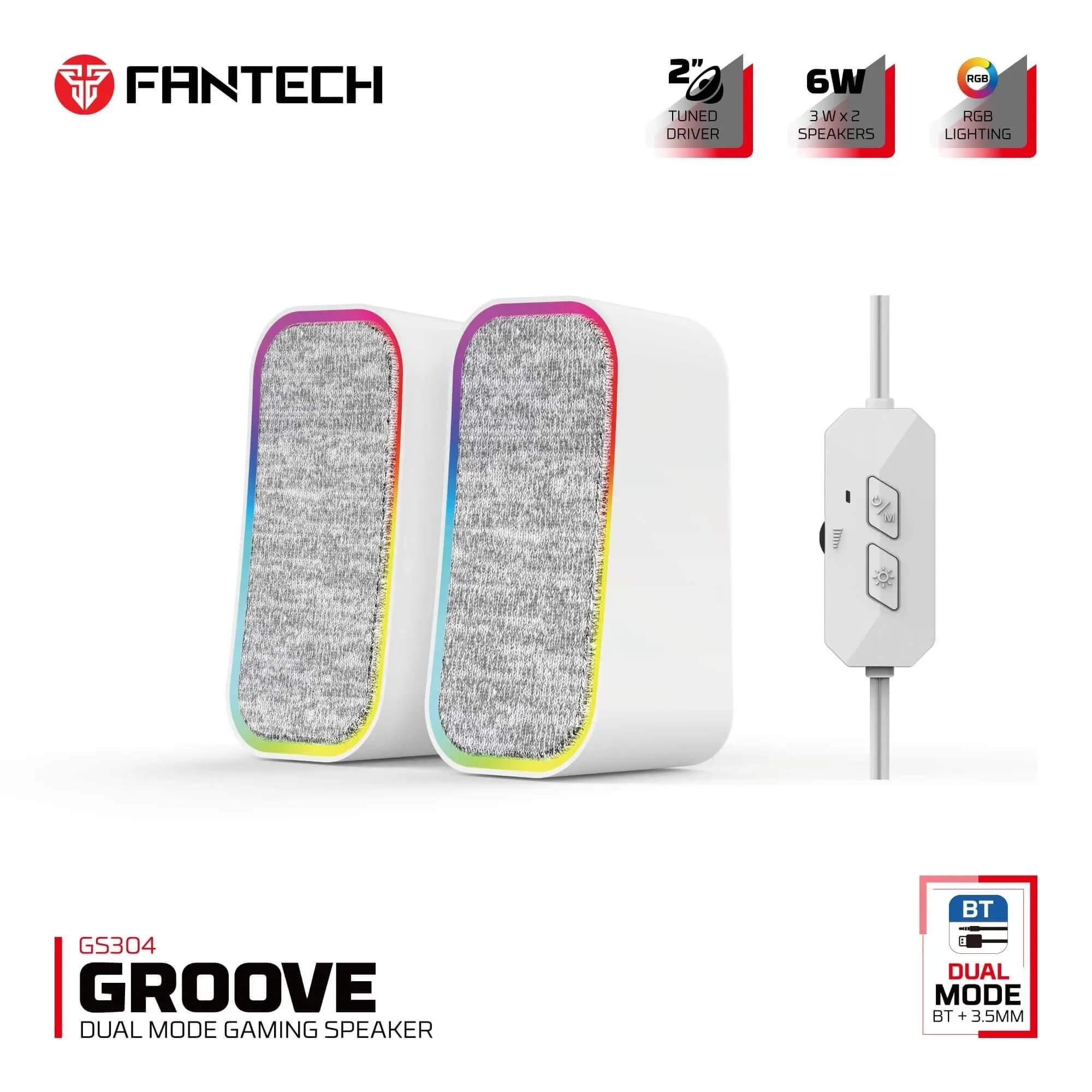 Fantech Groove Dual Mode RGB Gaming Speaker - White Fantech Groove Dual Mode RGB Gaming Speaker - White